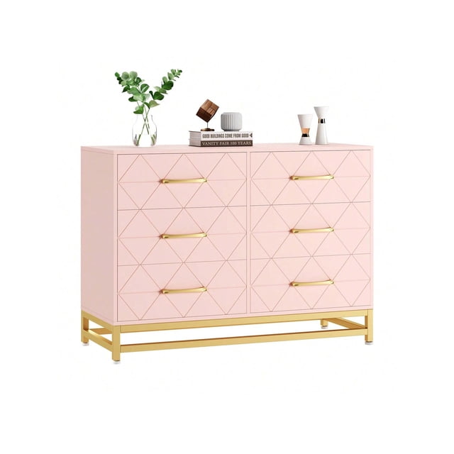 Ourlova Commode pour Chambre avec 6 Tiroirs, Commodes Doubles, Commode Moderne en Bois, Table de Chevet pour Garde-Robe, Chambre de Bébé, Salon