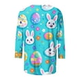 thumbnail image 5 of Bainana Easter T-Shirt For Women Fashion Floral Egg Bunny Printed Casual 3/4 Sleeve Round Neck T Shirt Top Ladies Festival Casual Tshirts Multicolour Size L, 5 of 5