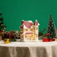 thumbnail image 3 of Japceit Nordic Christmas Village, Snow-Covered Red Roof House Series with LED Lighting, Winter Scene Decor for Tabletop, Shelf Display, 3 of 5