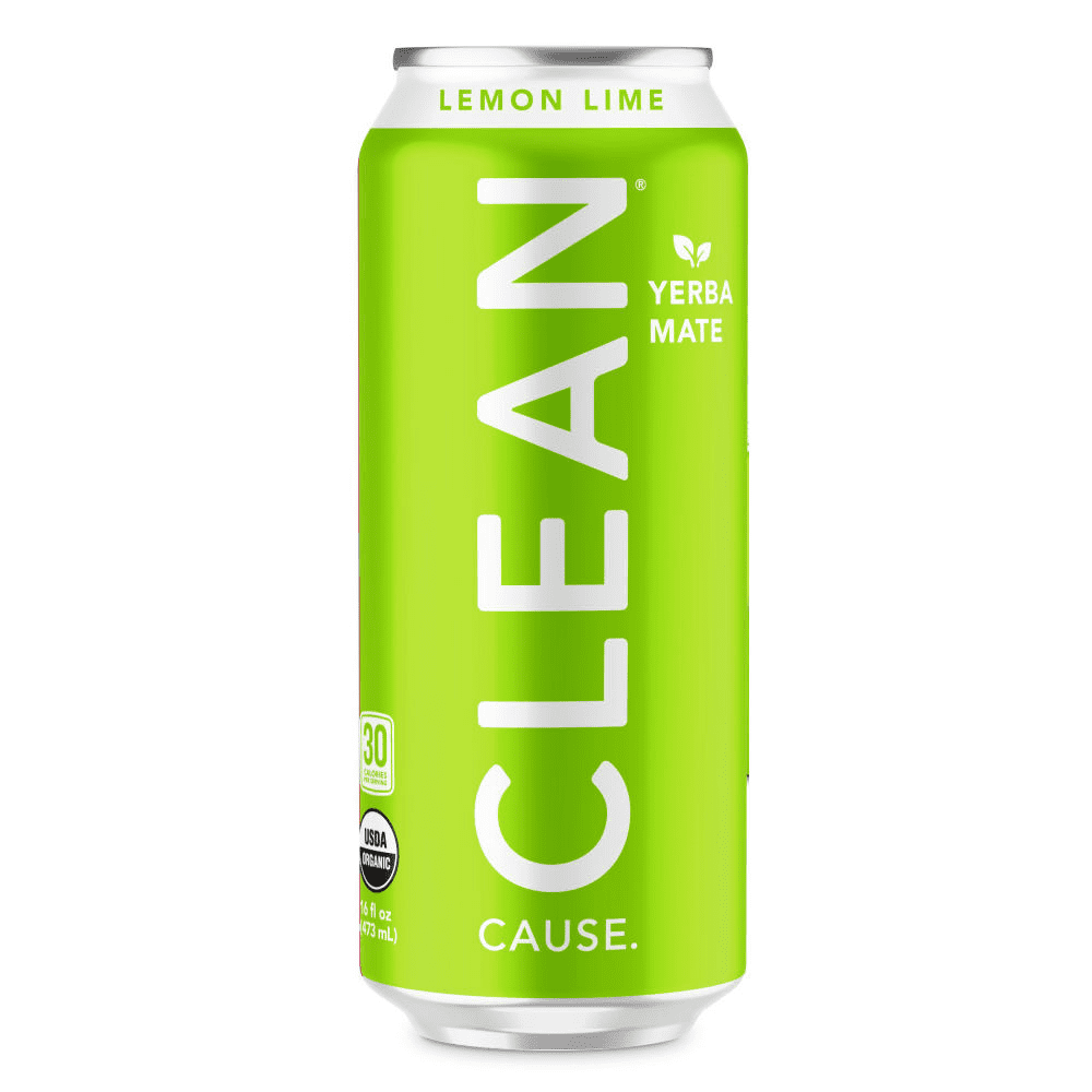 Clean Cause Organic Yerba Mate Sparkling Lemon Lime Energy Drink, 16 fl