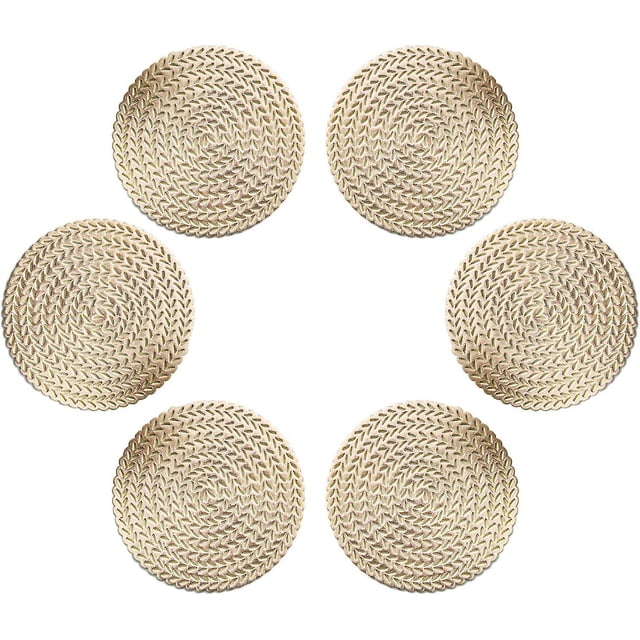 Dessous De Verre, 6 Pices (dor, 10 Cm)dessous De Verres Ronde Sous-verres En Cuir De Marbre Pour The Chaud Cafe Eau Froide