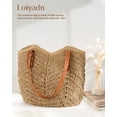 thumbnail image 3 of Bolsa de playa de paja Loiyadn, grande, para mujer, con cremallera, color caqui, 3 of 7