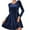 Blue, variant on Women Velvet Long Sleeve A Line Dress Soft Fabric Crew Neck Fit and Flare Mini Skater Dress for Daily Wear Party Green S
