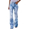 thumbnail image 4 of Women's Floral Print Flare Jeans High Waisted Stretch Long Denim Pants Baggy Bell Bottom Waisted Vintage Fashion Boyfriend, 4 of 5