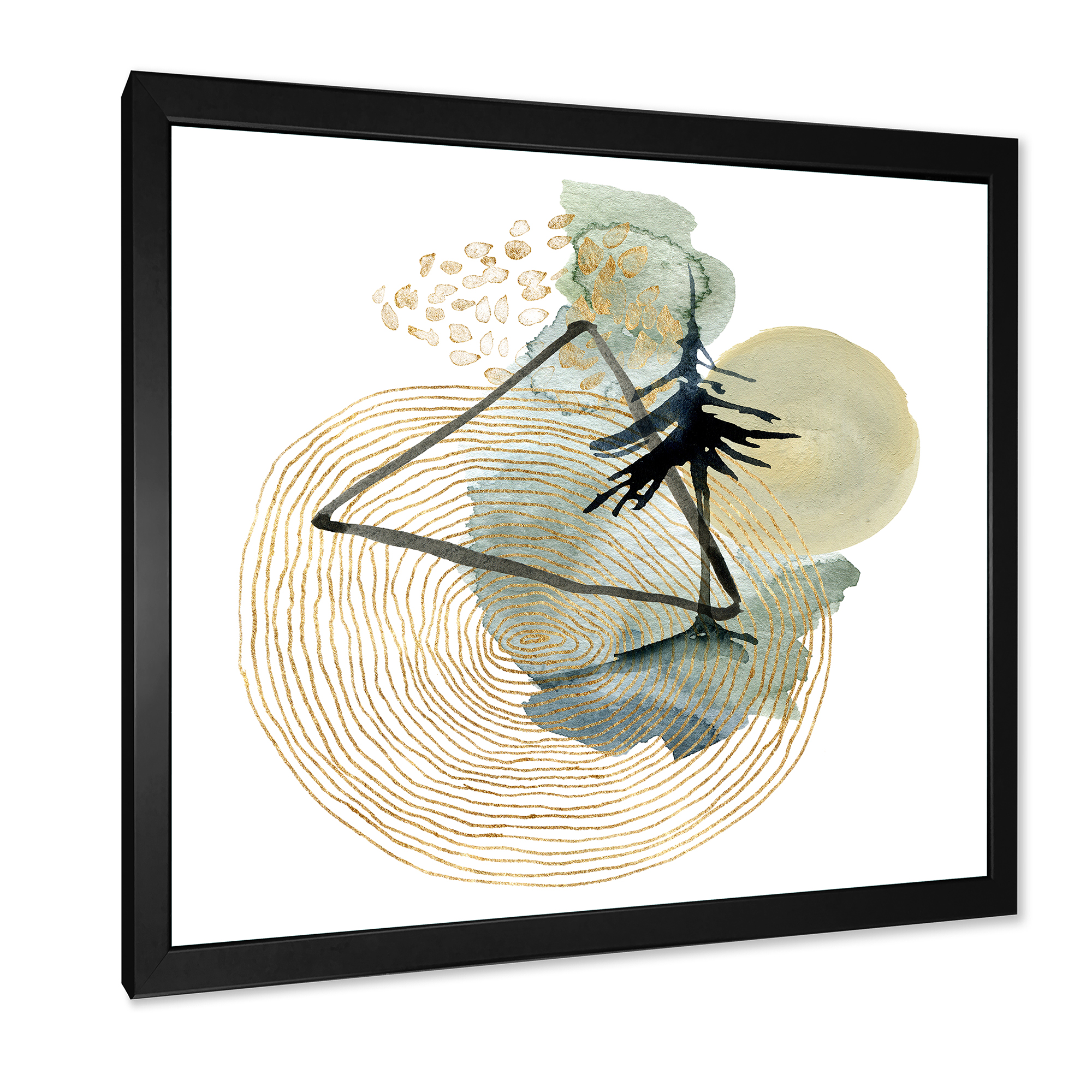 Designart 'Abstract Landscape Of Mountains Tree and Moon' Mid-Century Modern Framed Art Print