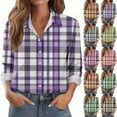 thumbnail image 6 of Gnshining Plaid Shirt for Women Long Sleeve Collared Button Down Casual Pullover Fall Fashion Daily Outfits, 6 of 6