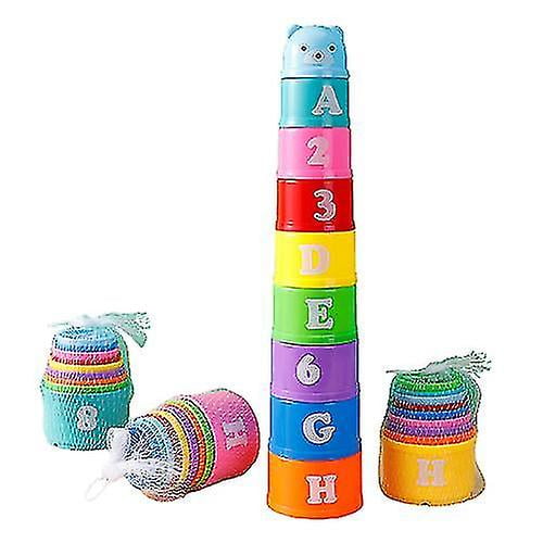 Vasos apilables 9 piezas con letras y números, juguete de vaso plegable Vasos apilables de juguete kaili Sencillez