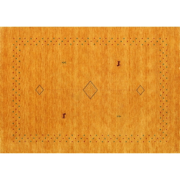 Ahgly Company Indoor Rectangle Contemporary Dark Orange Abstract Area Rugs, 2' x 3'
