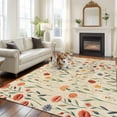 thumbnail image 4 of Rectangle Rug 5x8ft Area Rug, Spring Colorful Wild Flower Area Rugs for Living Room Bedroom, Country Herb Retro Linen Floor Mat Non-Slip Non-Shedding Carpet Indoor Accent Rugs, 4 of 9