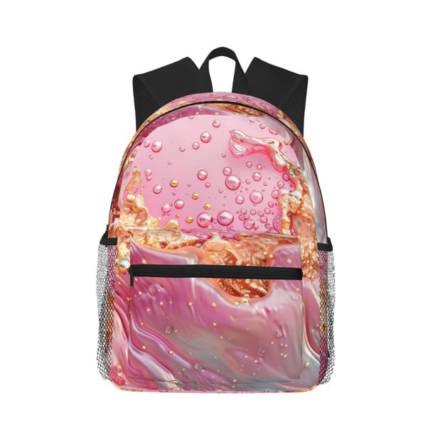 Easygdp Abstract Pink Gold Splash Mochila Casual para Portátil, Mochila para Escuela, Viajes, Negocios