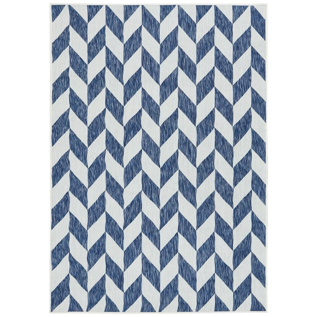 Sunnydaze Tapis de Patio Extérieur à Affinité Géométrique en Bleu Acier - 5 Pi x 7 Pi