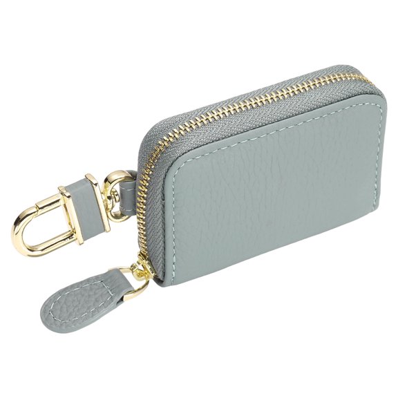 Genuine Leather Car Key Fob Case, Universal Car Key Fob Holder, Zipper Key Case Bag, Blue