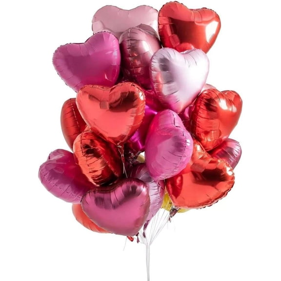 Red Heart Shape Foil Mylar Balloons for Valentine's Day Birthday Party Decorations Wedding Engagement Romantic Decor