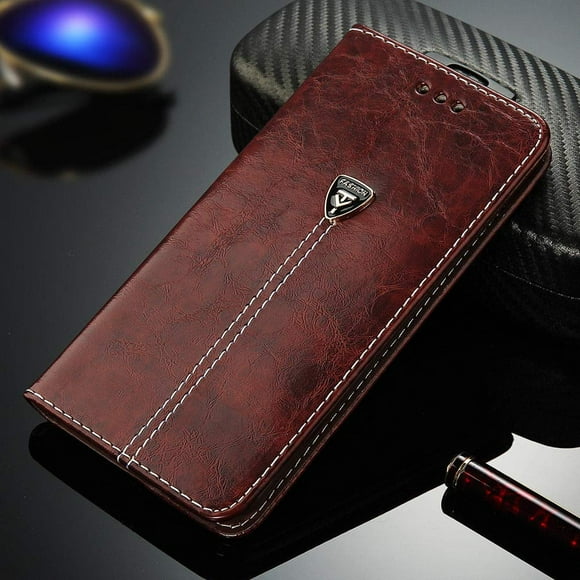 Luxury Magnetic Flip Cover Stand Wallet Leather Case For iPhone 12 / 12 Pro (Brown)