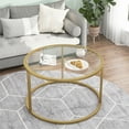 thumbnail image 2 of Glass Coffee Table,Round Gold Coffee Table for Small Space,27" Modern Center Table,Glass Top Clear Coffee Table with Sturdy Metal Frame for for Living Room Home Office, Easy Assembly, 2 of 6