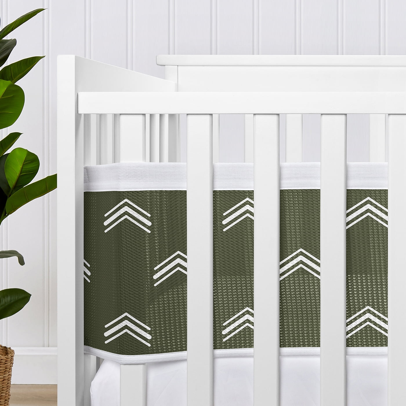 Sweet Jojo Designs + BreathableBaby Diamond Tuft Hunter Green Boy, Girl, Unisex/Gender Neutral Breathable Mesh Crib Liner