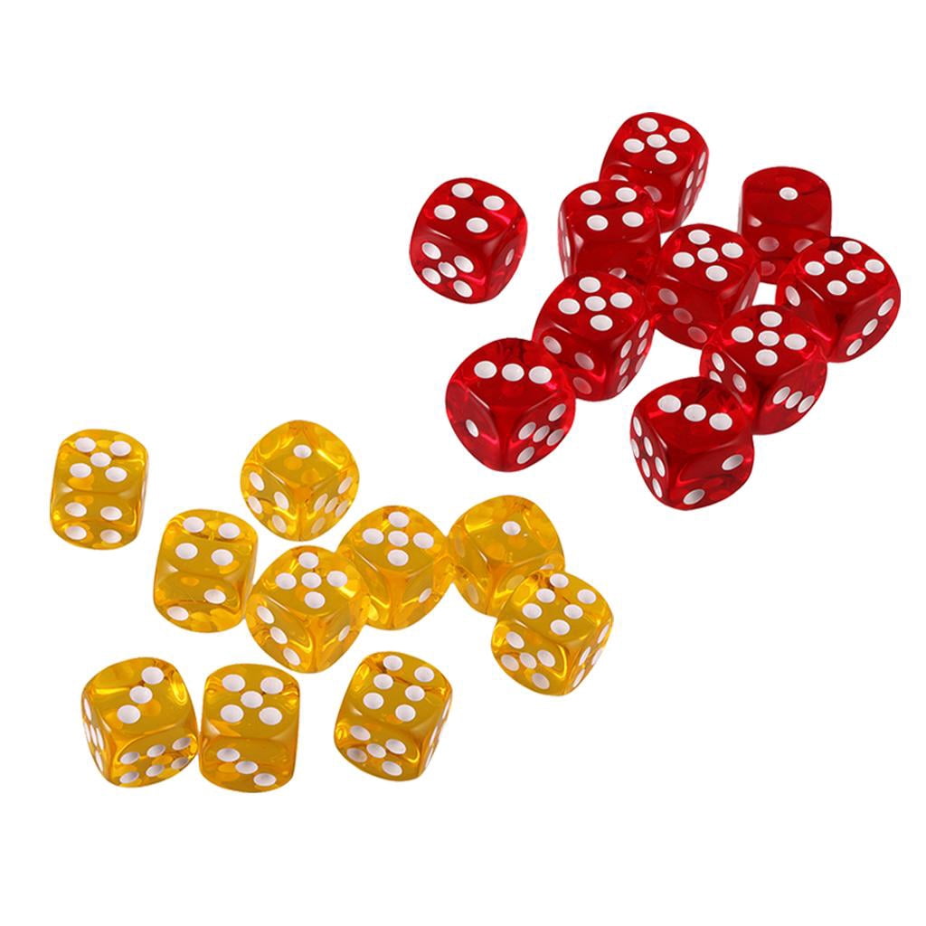 Set De 20 Dados De 6 Caras Coloridos Negro/Rojo Con Puntos Dorados | Tamaño 16mm Para Juegos De Mesa Y Rol