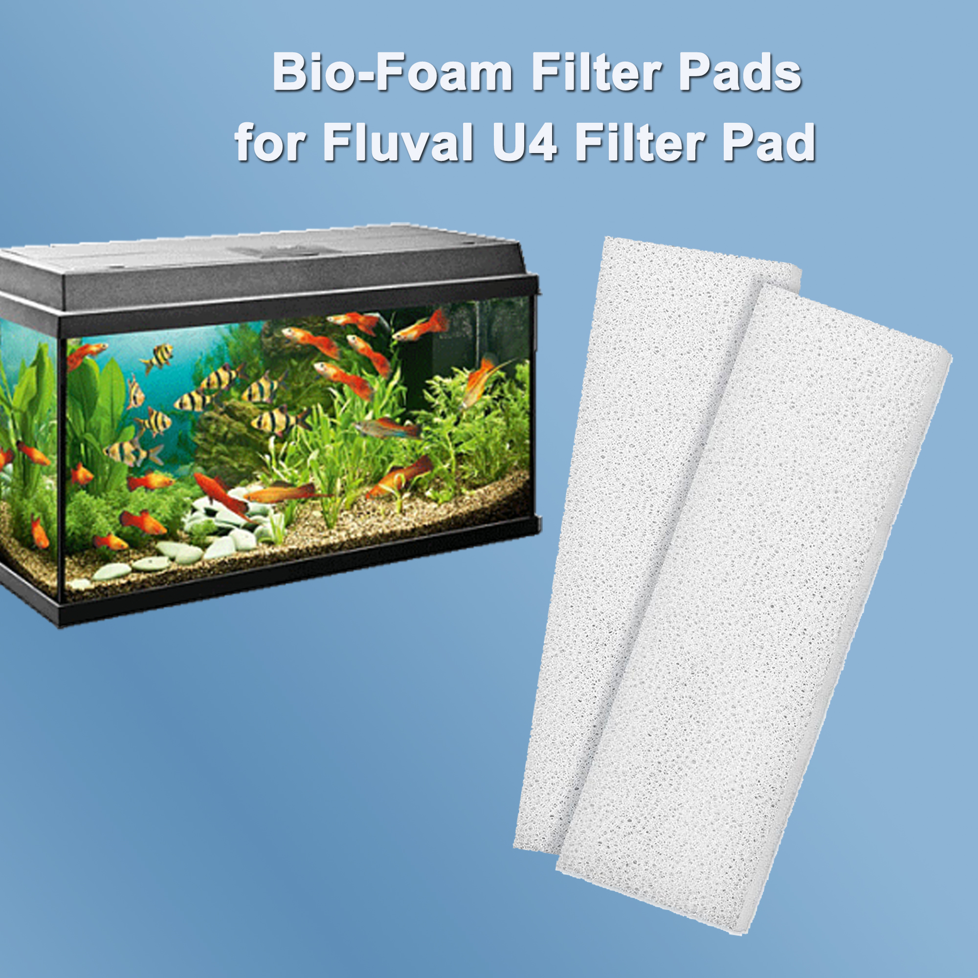 Qzbhct 16 Pcs Foam Filter Pads Compatible with Fluval U4 Canister Filter Aquarium Bio Sponge Replacement