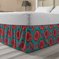 thumbnail image 1 of Ethnic Bed Skirt, Illustration of Oriental Meditation Cosmos Paisley Ottoman Elements, Elastic Bedskirt Dust Ruffle Wrap Around for Bedding Decor, 4 Sizes, Teal Orange and Magenta, by Ambesonne, 1 of 2