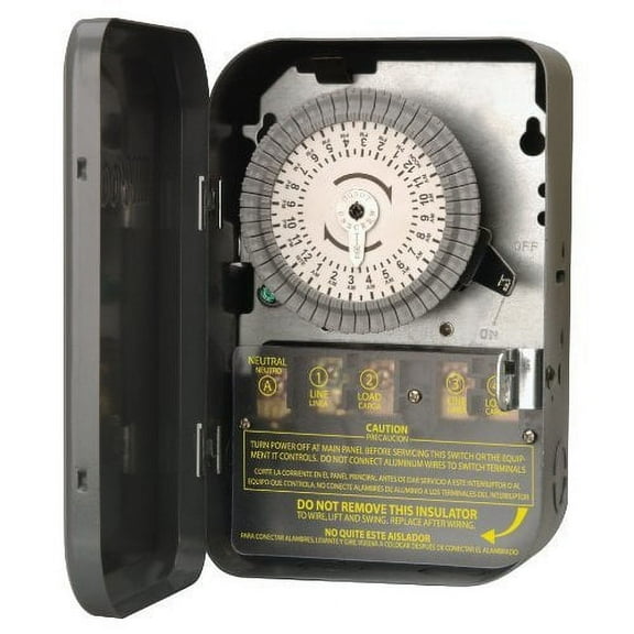 Woods 59103 Indoor 120V 40-Amp 24-Hour DPST Mechanical Time Switch with Metal Box
