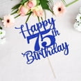 thumbnail image 2 of Cake topper Kaoenla Feliz 75.º cumpleaños azul con brillo, 2 of 7