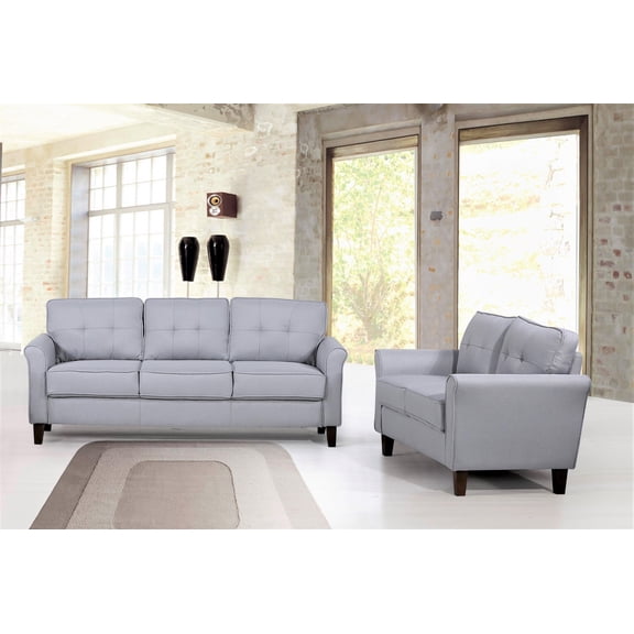 Light Grey 3-Seater Sofa, Couch, Mid-Century Upholstered Sofa for Living Room Apartment