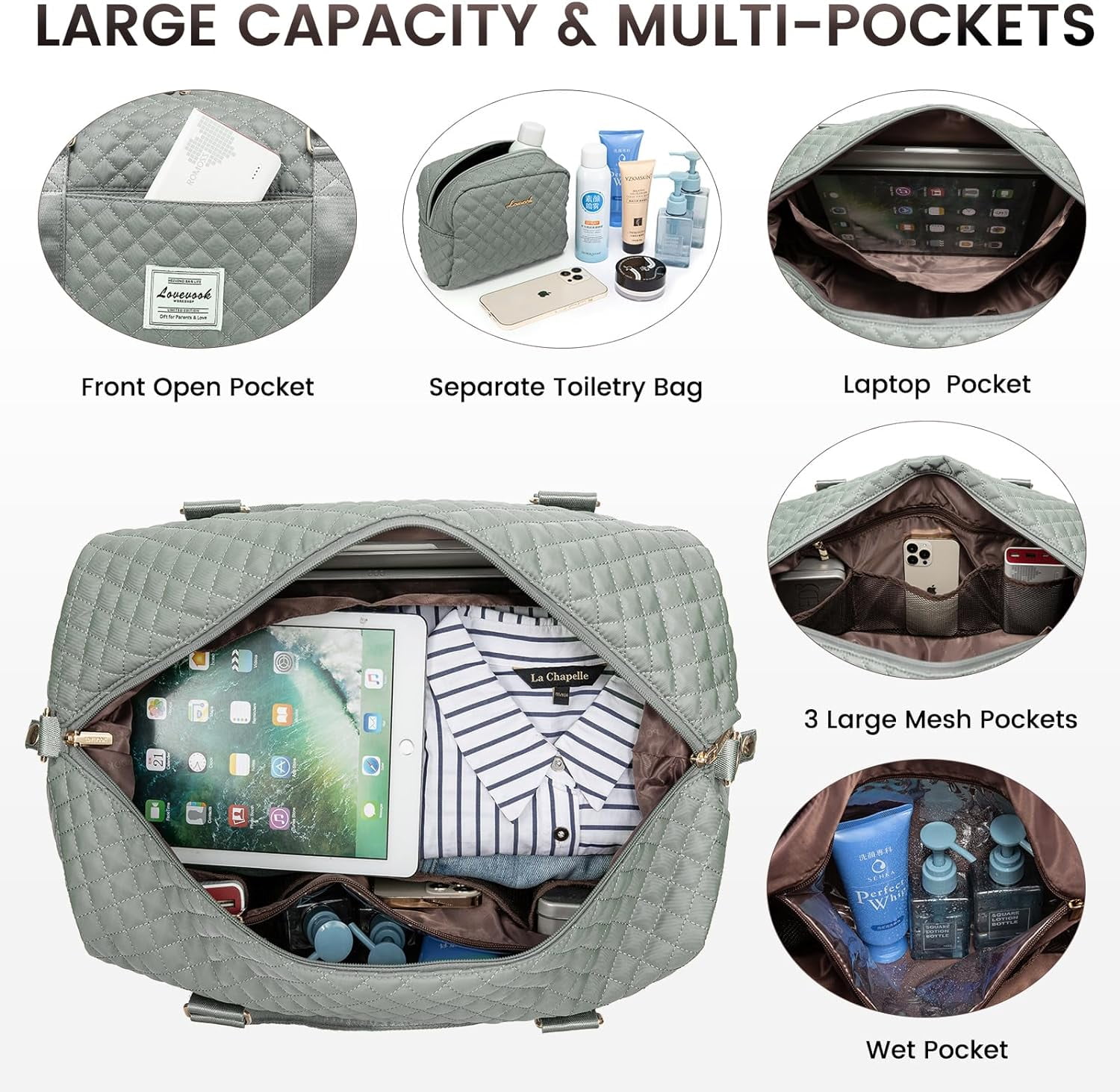 Travel Duffle Bag,Weekender Bags for Women with Shoe Compartment，Carry on Overnight Bag with Toiletry Bag,Gym Duffel Bag with Wet Pocket, Hospital Bags for Labor and Delivery