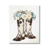 Cowboy Boot Mixed Flower Bouquet Botanical & Floral Graphic Art Gallery Wrapped Canvas Print Wall Art
