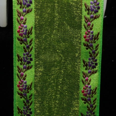 The Ribbon People Green and Red Holly Berries Wired Craft Ribbon 1.5" x 27 Yards