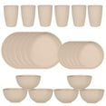 thumbnail image 1 of Nvzi 24pcs Wheat Straw Dinnerware Set,Plates and Bowls Set,Camping Dish Set for 6, Plastic Dinnerware Set,Dishwasher Safe Dinnerware Set,Beige, 1 of 5