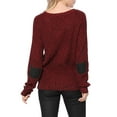 thumbnail image 4 of Allegra K Women's Drop Shoulder Elbow Cat Patch Loose Pullover Sweater, 4 of 7