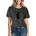 thumbnail image 2 of Tnhcen Women's Halloween Cute Cartoon Print Cotton T-Shirt - Short Sleeve Basic Tops Plus Size S-2XL Festive Seasonal Tops, 2 of 3