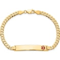thumbnail image 4 of 14K Yellow Gold Medical Red Enamel Flat Curb Link Id Bracelet (8 X 6.5) Made In United States xm561fr-8, 4 of 5