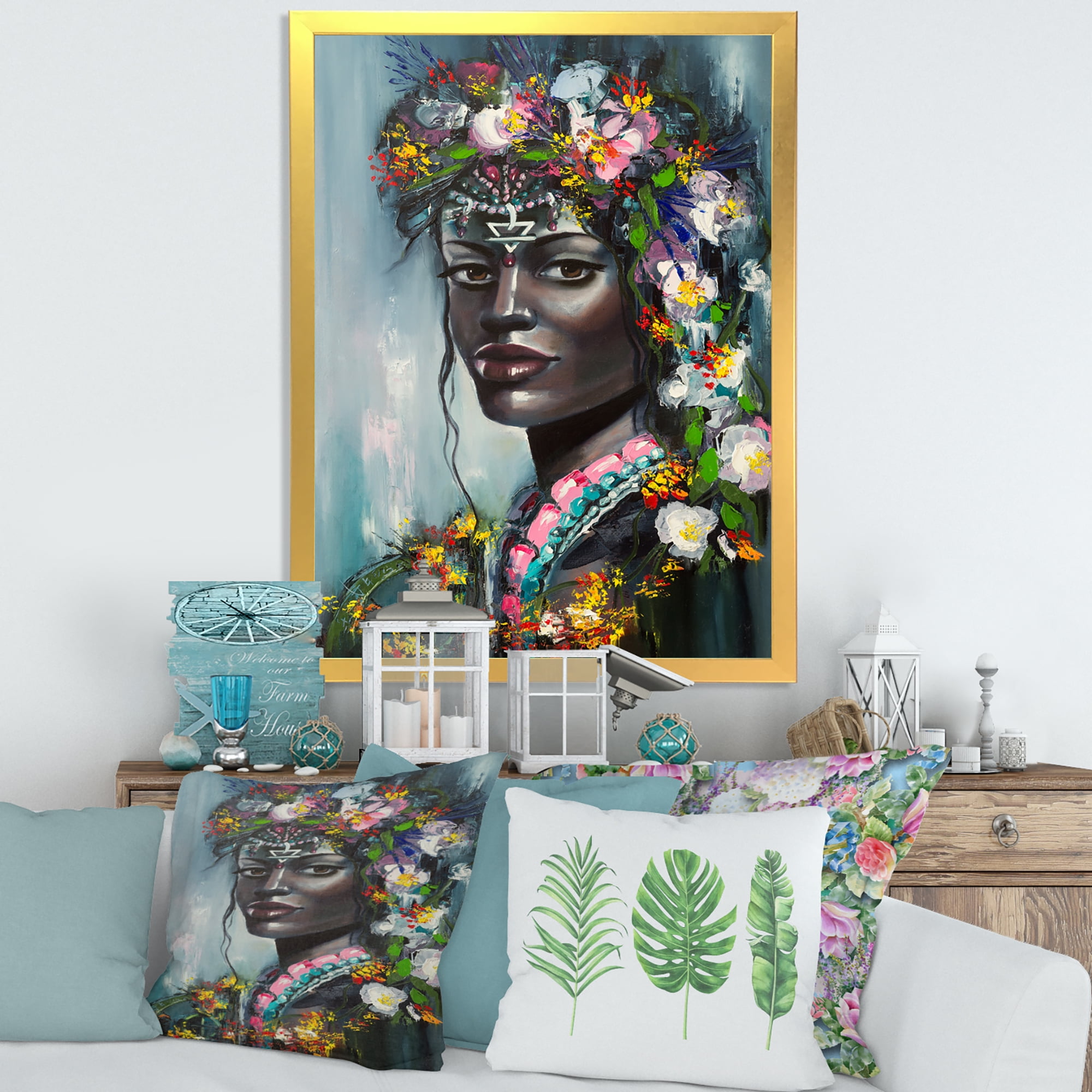 Designart 'Portrait Of Traditional African American Woman' Modern Framed Art Print