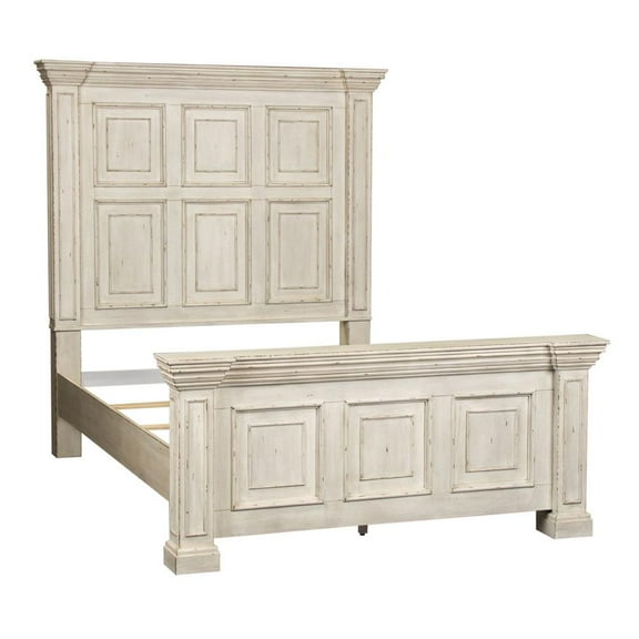 Liberty Furniture Industies, INC Big Valley Queen Panel Bed in Whitestone w/ Heavy Distressing
