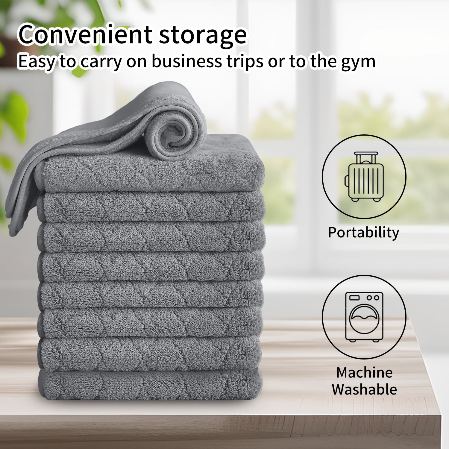 Jessy Home 24 Pack Dark Gray Washcloths for Bathroom 13x13 Inch Ultra Soft Hand Face Towels