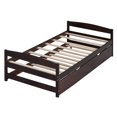 thumbnail image 5 of Twin Sturdy Construction Platform Bed Mattress Foundation with Twin Size Trundle, Bed Frame Storage Bed w/ Wooden Slats for Boy Girl, No Box Spring Needed, Easy Assembly, 5 of 9