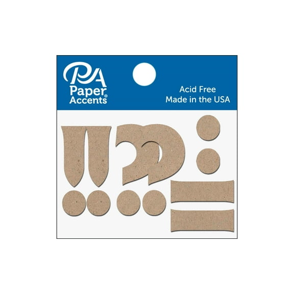 Chipboard Punctuation 2" 2ea !?-. Natural