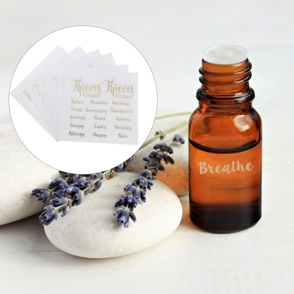 LABSERRON 6sheets Essential Oil Bottle Stickers Self Adhesive Letter Labels For Diy Bottles For Aromatherapy And Decor