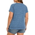 thumbnail image 4 of LANREMON Summer Short Sleeve Oversized Flowy T Shirts for Women Casual Cute Round Neck Side Split Plus Size Tunic Tops Blouse Blue 26 Plus, 4 of 5