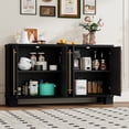 thumbnail image 2 of Sideboard Buffet Cabinet with Storage, 60" Large Buffet Cabinets with 4 Doors and Adjustable Shelves, Coffee Bar Cabinet Console Table for Dining Room, Black, 2 of 8