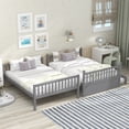 thumbnail image 2 of Full Over Full Bunk Beds with Trundle, Convertible Wood Bunk Bed Frame with Safety Guardrail and Ladder for Kids Teens Adults, Can Be Converted into 2 Platform Bed, Gray, 2 of 7