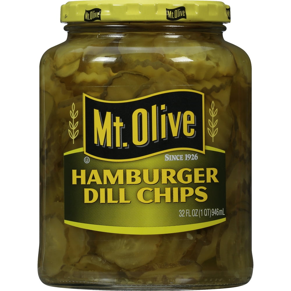 Mt. Olive Hamburger Dill Pickle Chips, 32 fl oz