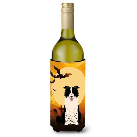 Carolines Treasures BB4384LITERK Halloween Border Collie Black & White Wine Bottle Beverge Insulator Hugger