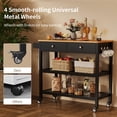thumbnail image 6 of 40” Rolling Kitchen Island Cart with Storage, Features 2 Drawers, 2-Tier Shelves, Towel Bar, Metal Hooks, and Locking Wheels for Dining, Bar, or Outdoor Use, Black, 6 of 8