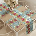 thumbnail image 2 of Ambesonne Floral Table Runner & Placemats, Colorful Blossoms and Leaves, Placemat 4 pcs + Runner 14"x90", Pale Teal and Dark Coral, 2 of 2