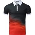 thumbnail image 3 of Polos pour Hommes, T-Shirt à Manches Courtes Imprimé Dégradé Été Col Rabattu Classique Décontracté Golf, 3 of 7