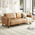 thumbnail image 5 of Garvee 83 Inch Faux Leather 3-Seater Sofa Couch with Spring Cushions, Deep Seats, and Removable Back Cushions, Modern Sofa for Living Room, Bedroom, Apartment, or Office, Brown, 5 of 7