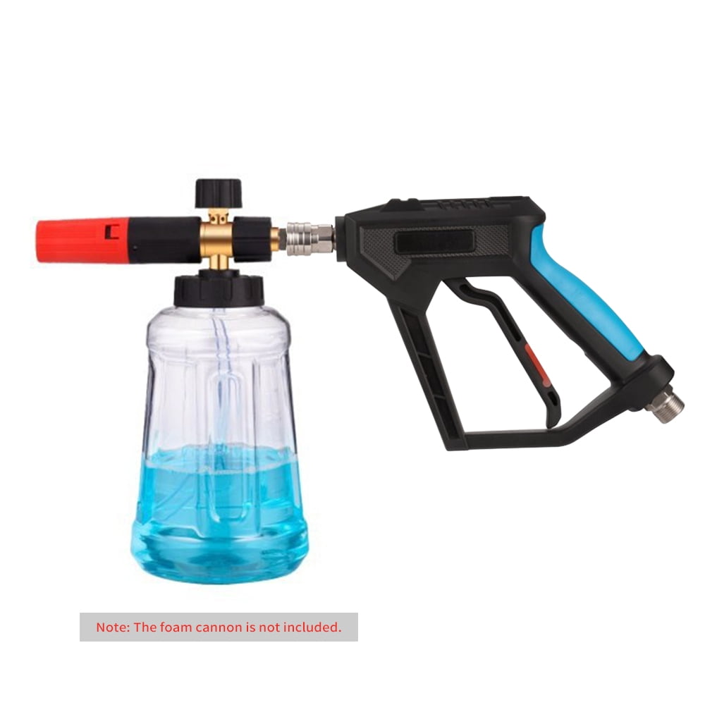 Washer High Pressure Washer Gun, Power Washer Short Gun With 1/4 Inch Quick Connector, M22-14mm Male Inlet For Foam Cannon Car Wash