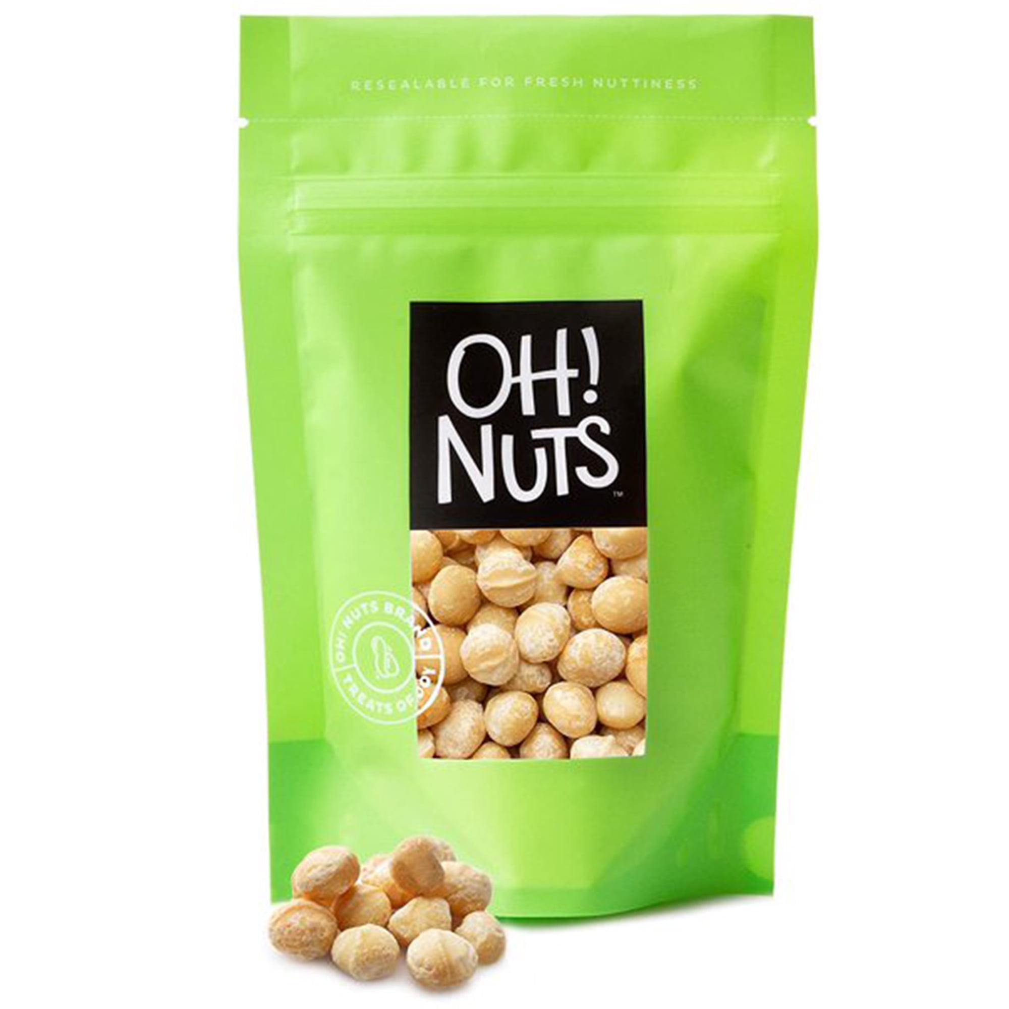 Oh! Nuts Dry Roasted Unsalted Macadamia Nuts Vegan Healthy Snacks, 16 Oz